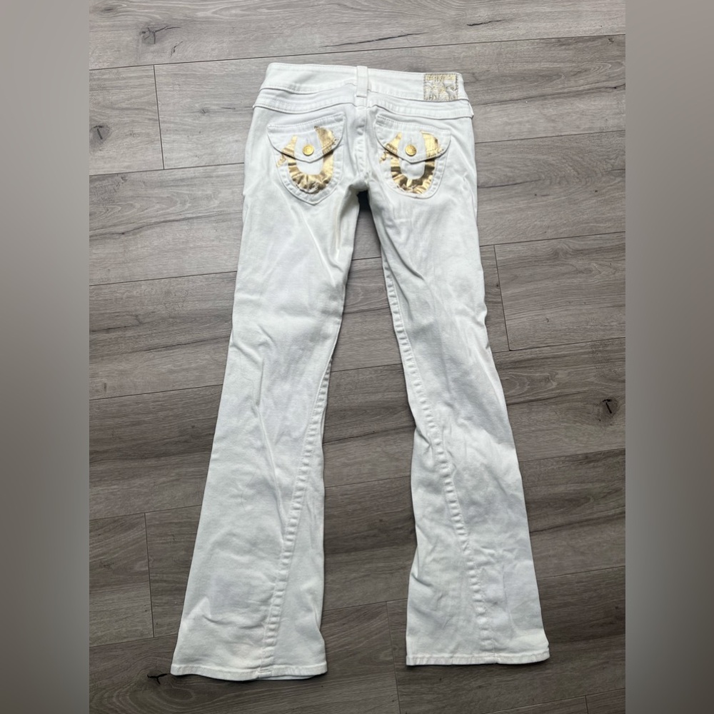 Authentic True Religion White Gold Denim Jeans Flare